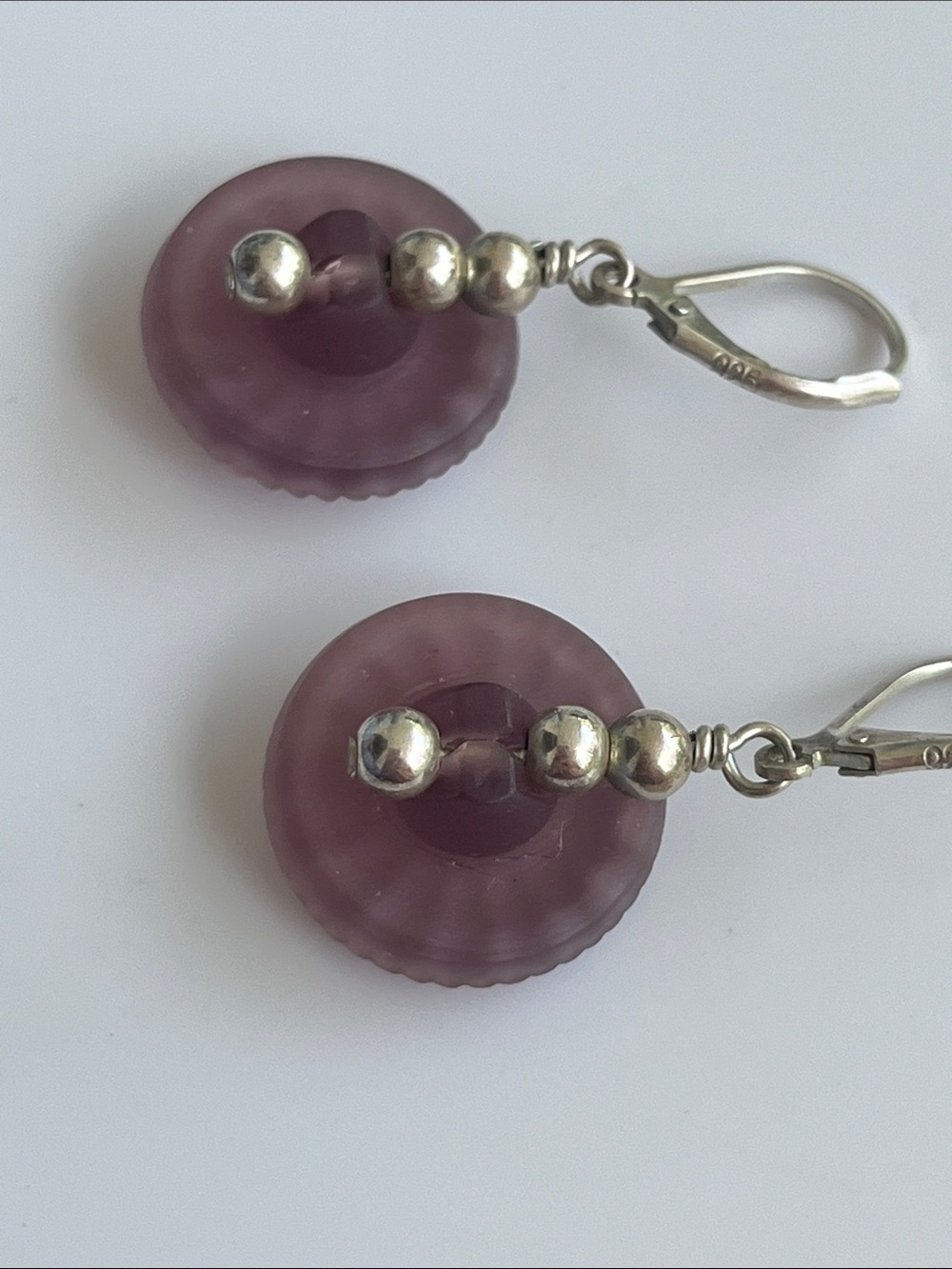 Pink Iridescent Floral Carved Buttons Earrings 18mm - Picture 10 of 12